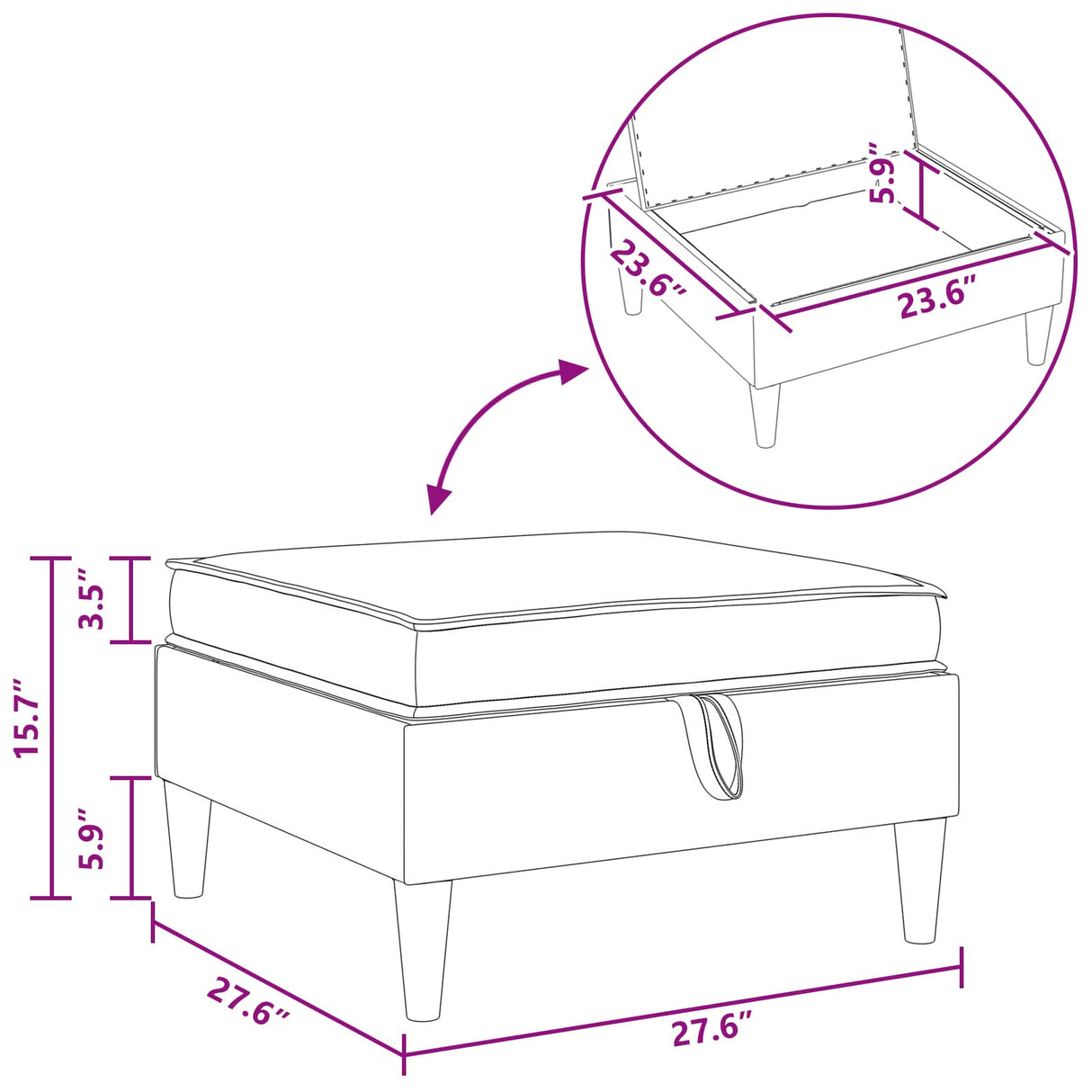 Sofa Stool with Storage Black Velvet