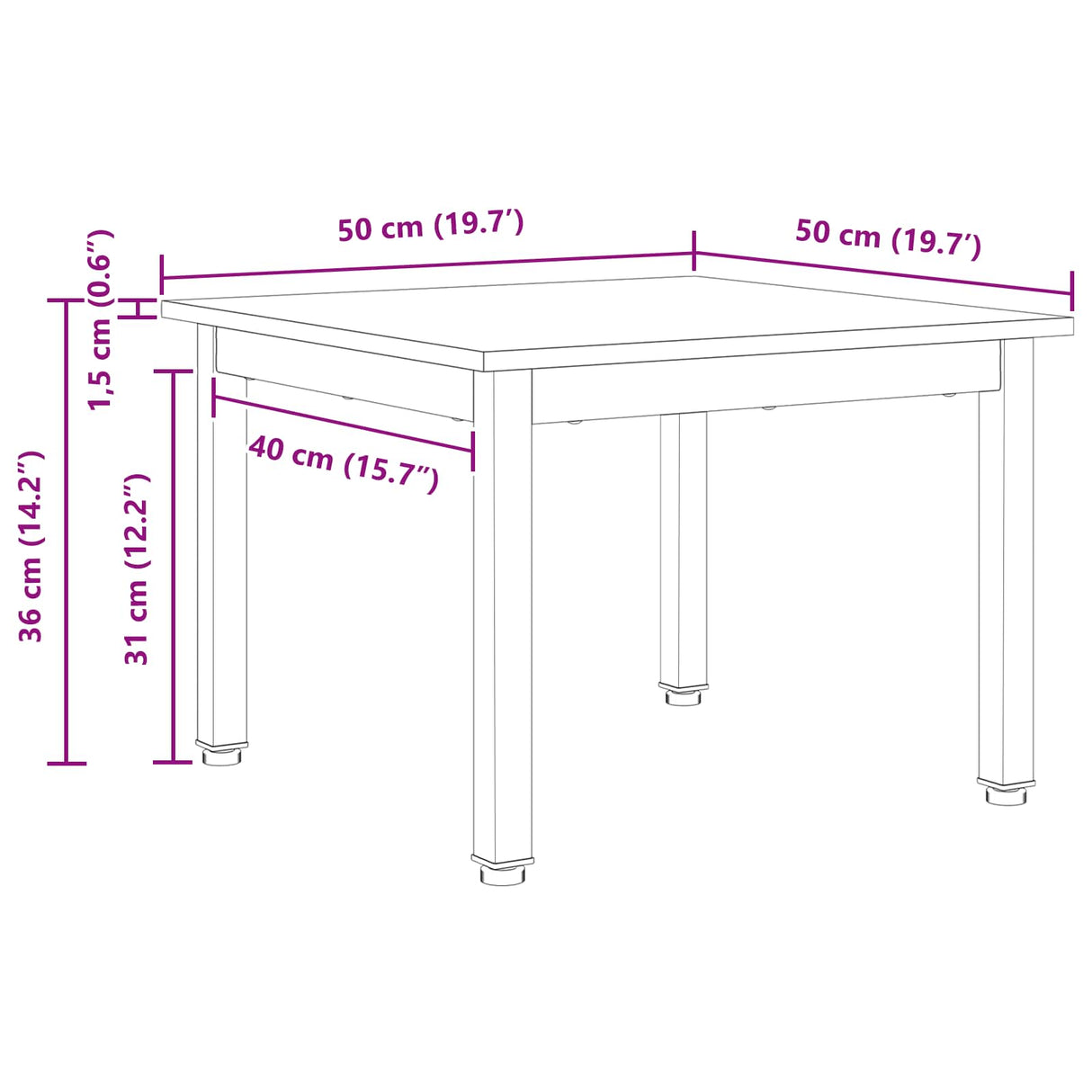 Coffee Table Natural 50 x 50 x 36 cm Solid Pine Wood