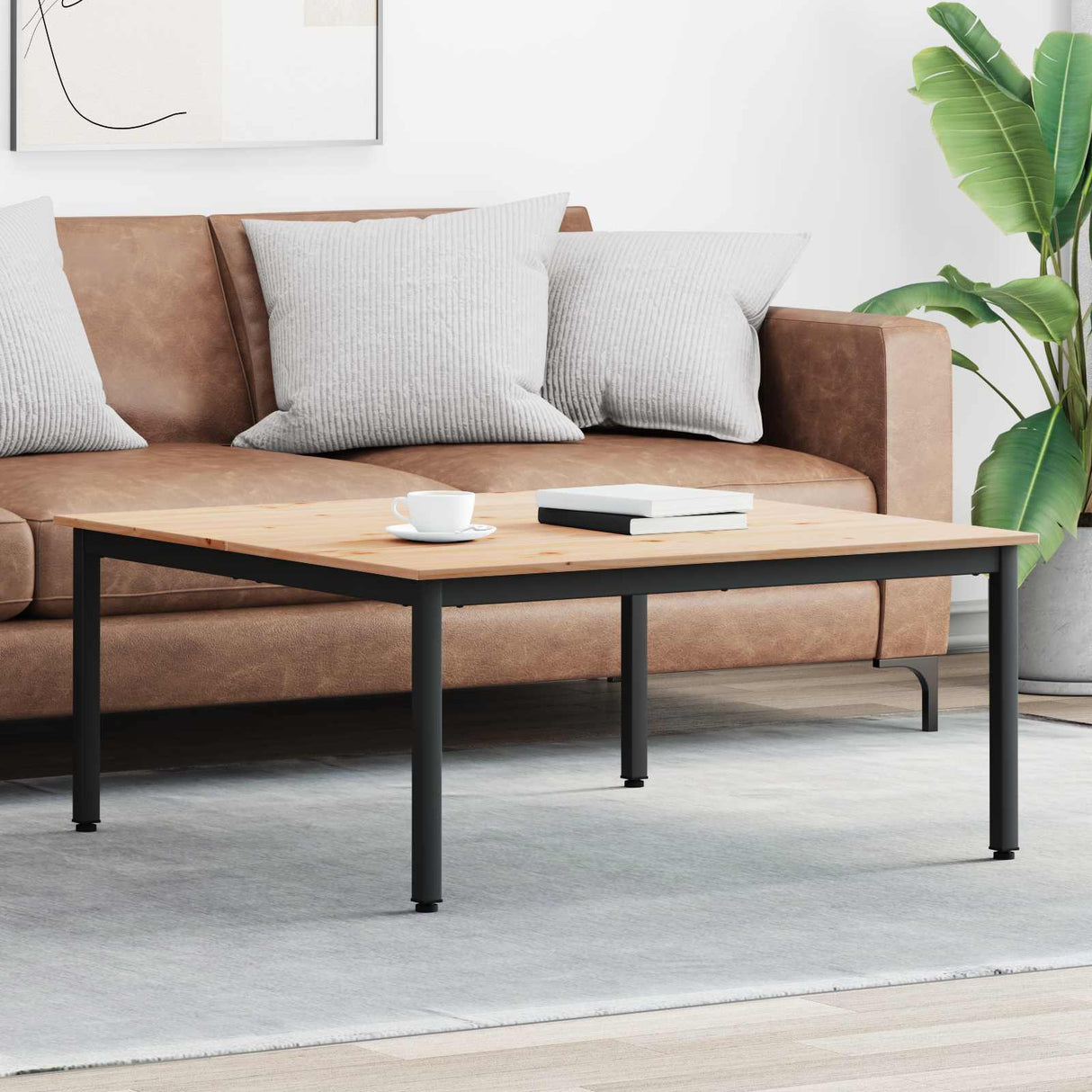 Coffee Table Natural 100 x 100 x 45 cm Solid Pine Wood
