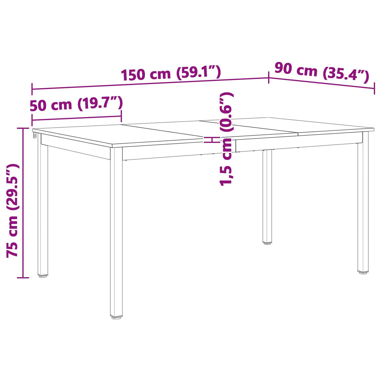 Dining Table Natural 150 x 90 x 75 cm Solid Pine Wood