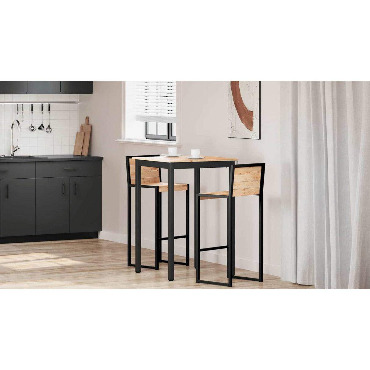 Bar Table Natural 70 x 70 x 105 cm Solid Pine Wood
