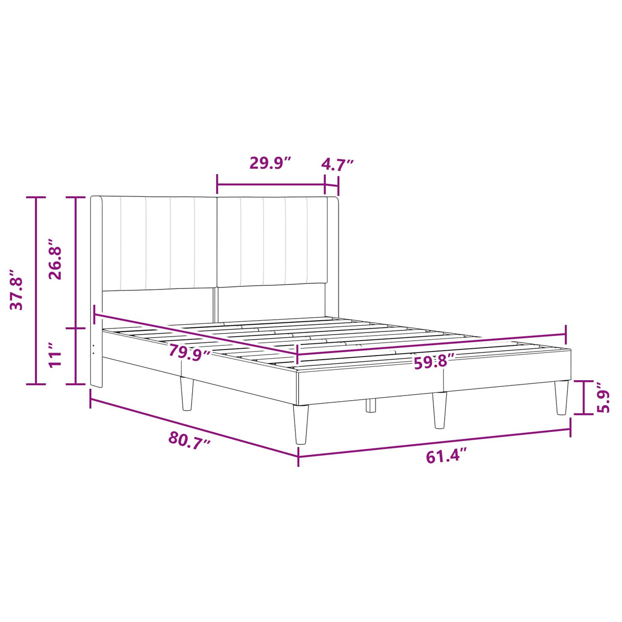Bed Frame with Headboard Dark Grey Velvet