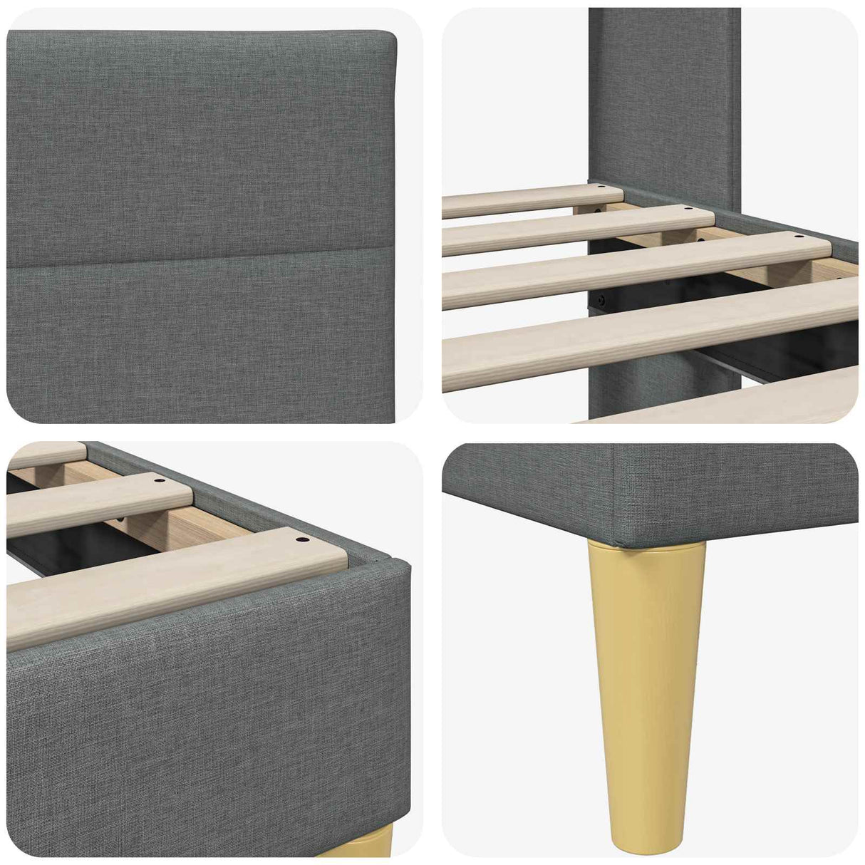 Bed Frame with Headboard Dark Grey 90 x 190 cm Fabric