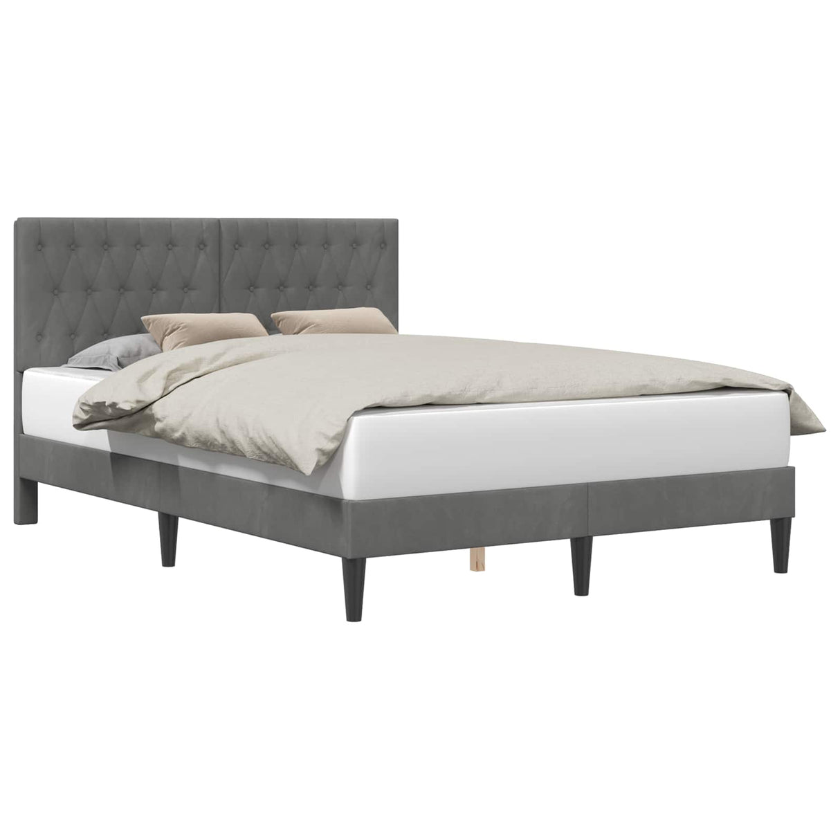 Bed Frame with Headboard Dark Grey Velvet