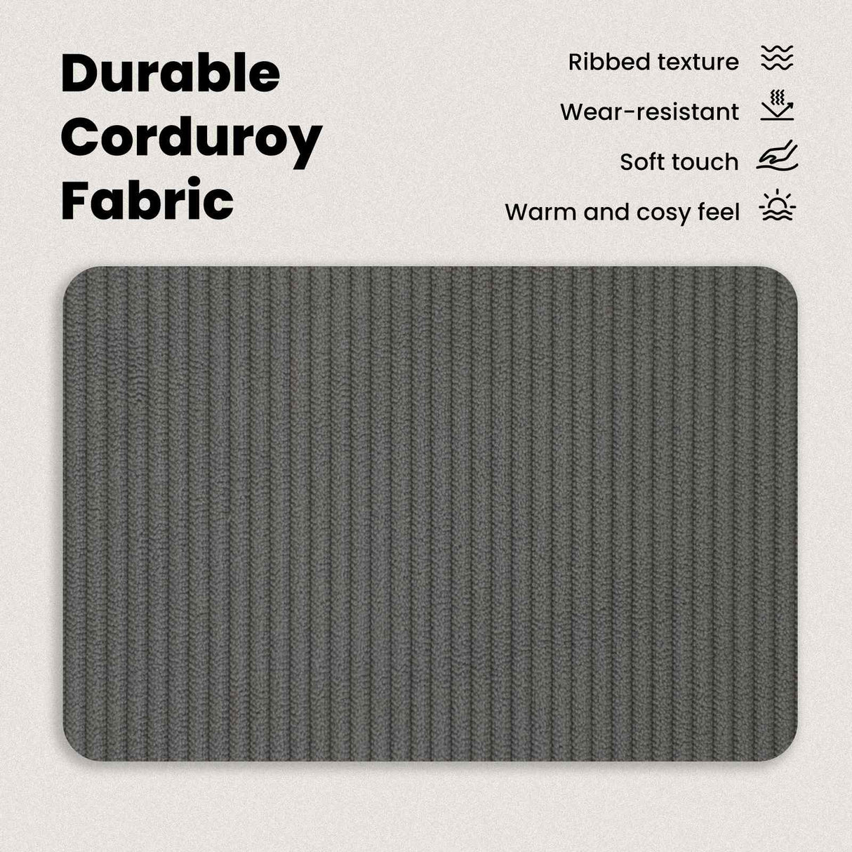 Bed Frame with Headboard Dark Grey 90 x 190 cm Corduroy Fabric