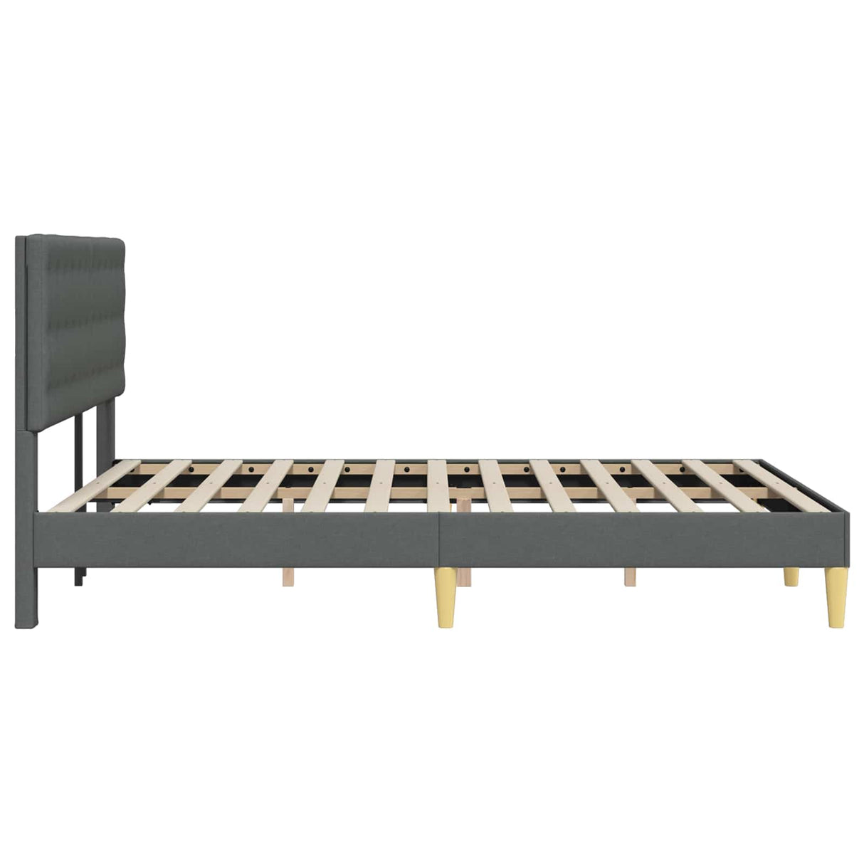 Bed Frame with Headboard Dark Grey Fabric