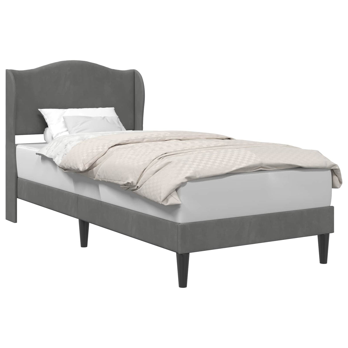 Bed Frame with Headboard Dark Grey 90 x 190 cm Velvet
