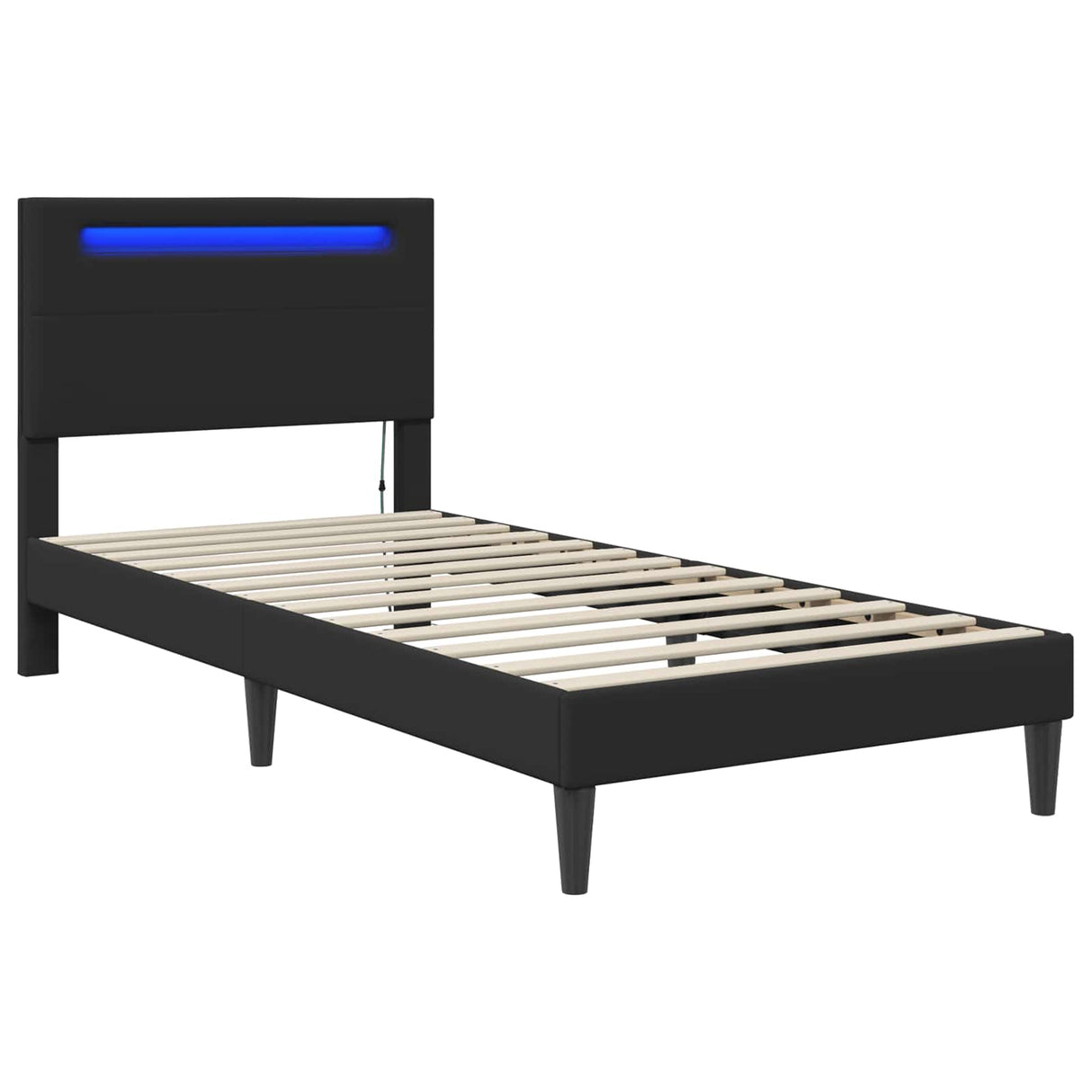 Bed Frame with LED Strip Lights Black 90 x 190 cm Faux Leather