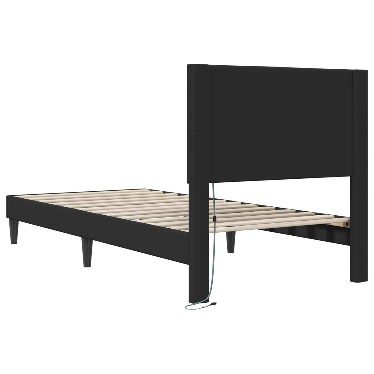 Bed Frame with LED Strip Lights Black 90 x 190 cm Faux Leather