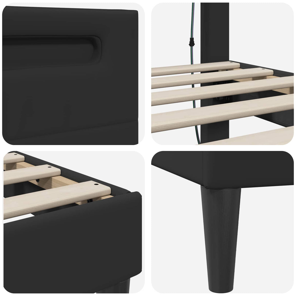 Bed Frame with LED Strip Lights Black 180 x 200 cm Faux Leather