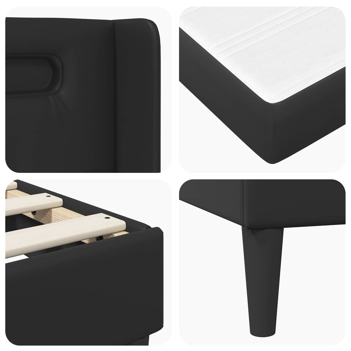 Bed Frame with Mattress Black 137 x 190 cm Faux Leather
