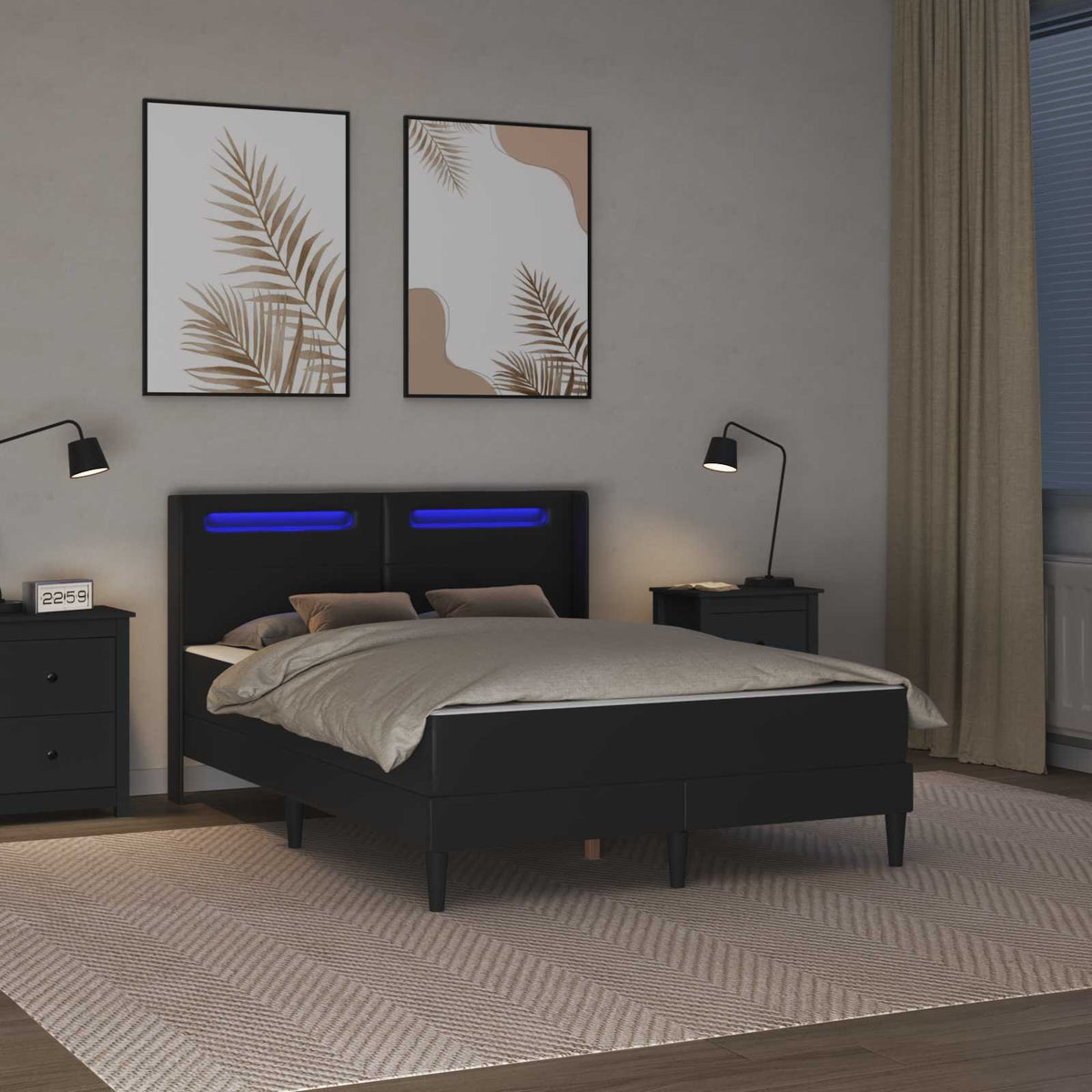 Bed Frame with Mattress Black 137 x 190 cm Faux Leather