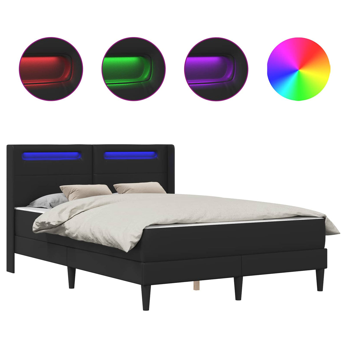 Bed Frame with Mattress Black 137 x 190 cm Faux Leather