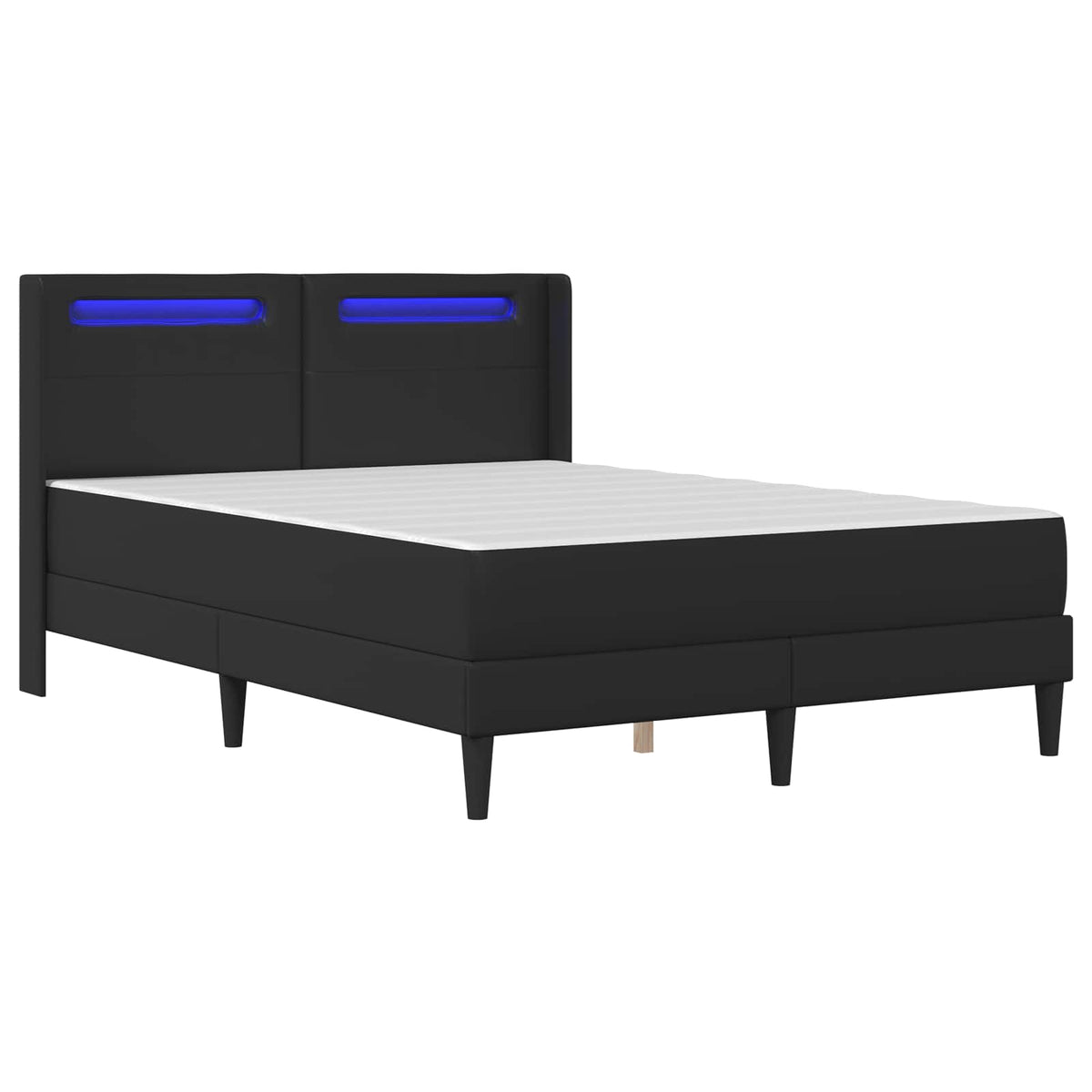 Bed Frame with Mattress Black 137 x 190 cm Faux Leather