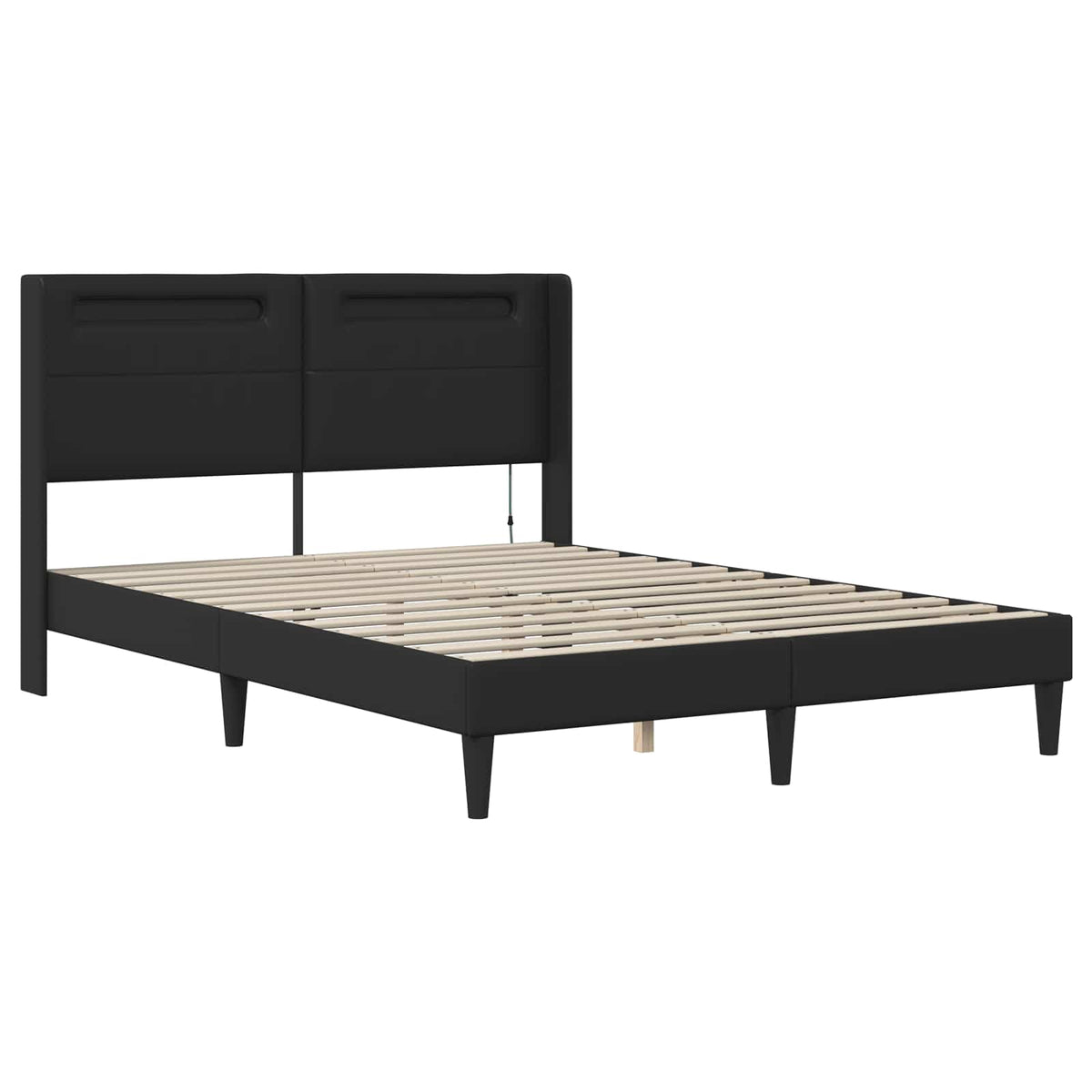 Bed Frame with Mattress Black 137 x 190 cm Faux Leather