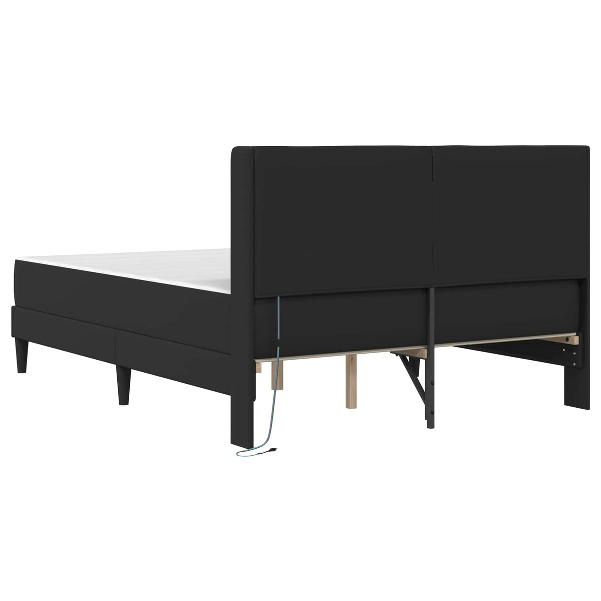 Bed Frame with Mattress Black 137 x 190 cm Faux Leather