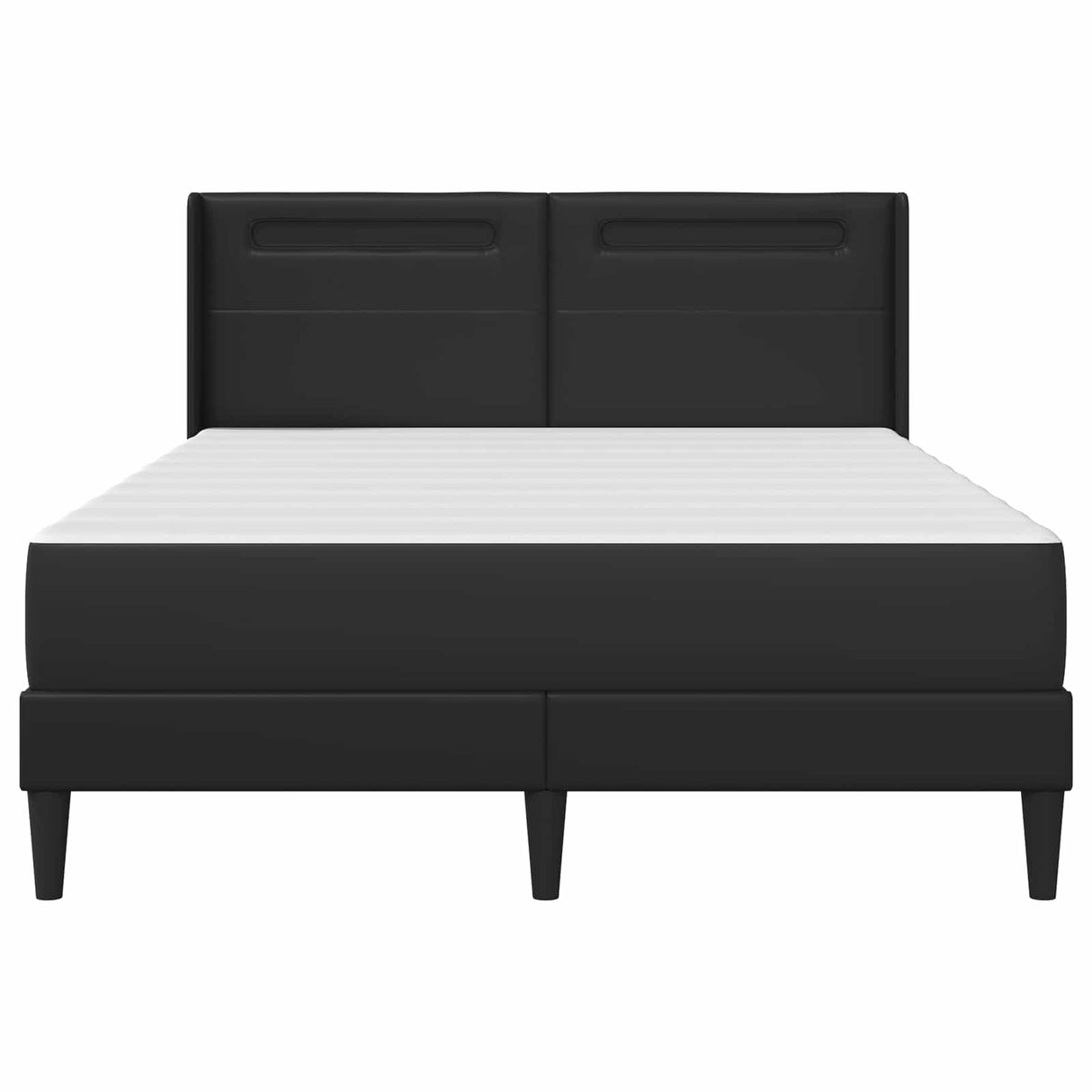 Bed Frame with Mattress Black 137 x 190 cm Faux Leather