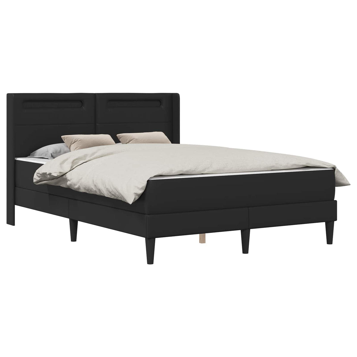 Bed Frame with Mattress Black 137 x 190 cm Faux Leather
