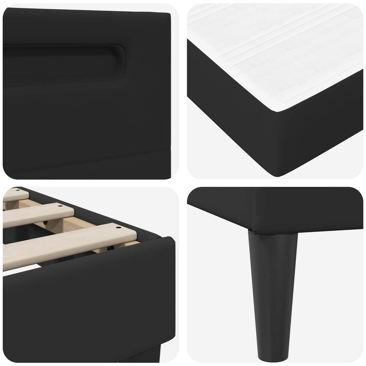 Bed Frame with Mattress Black 137 x 190 cm Faux Leather
