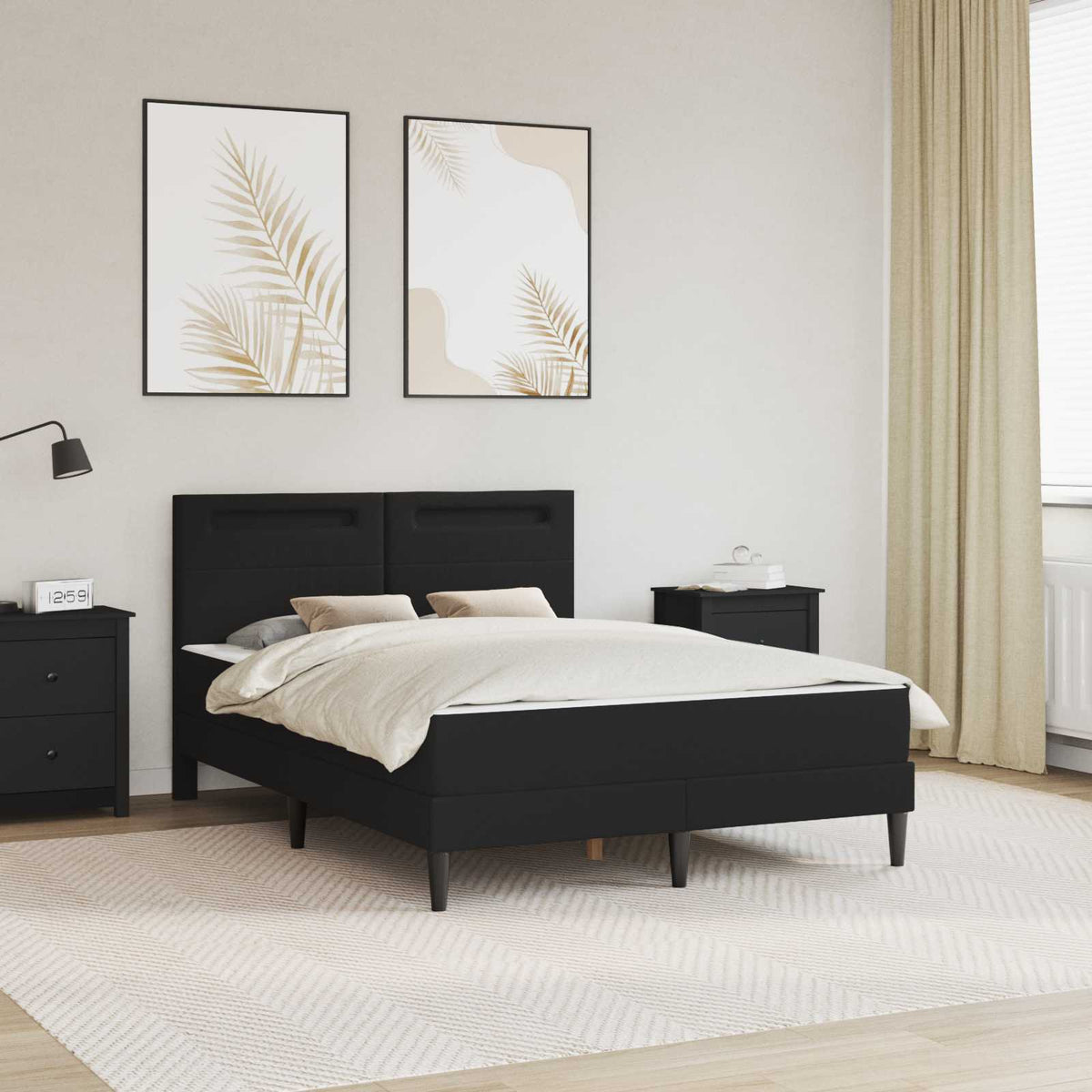 Bed Frame with Mattress Black 137 x 190 cm Faux Leather
