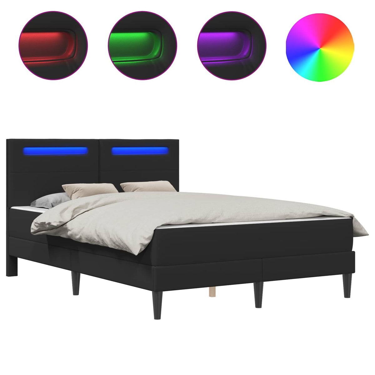 Bed Frame with Mattress Black 137 x 190 cm Faux Leather