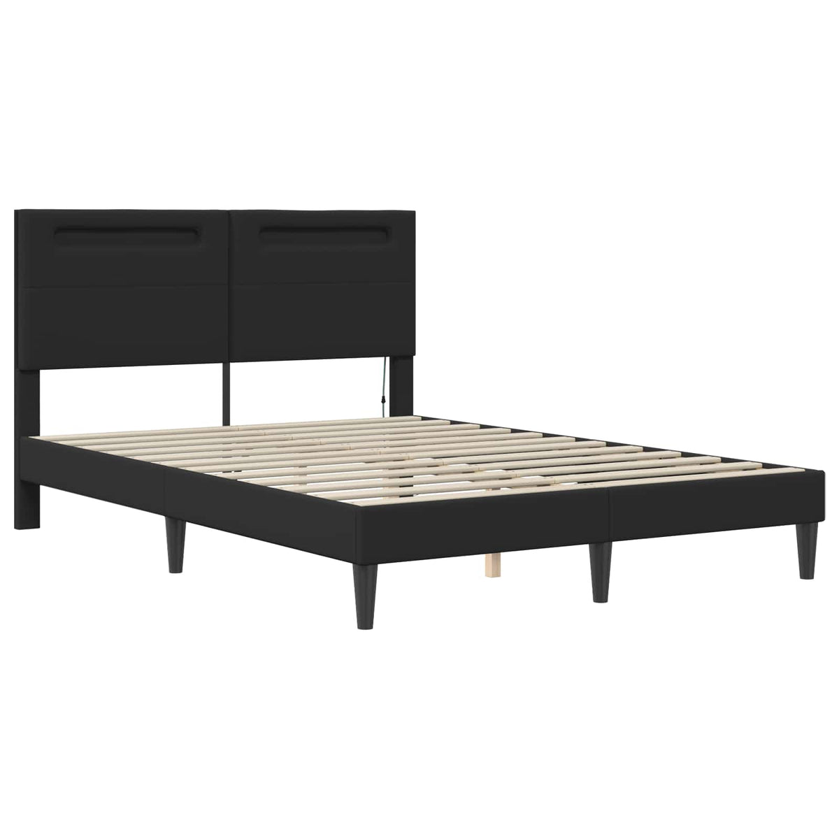 Bed Frame with Mattress Black 137 x 190 cm Faux Leather