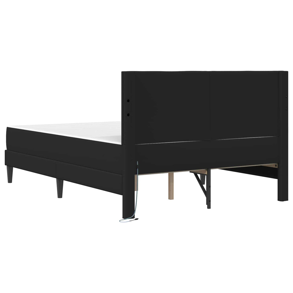 Bed Frame with Mattress Black 137 x 190 cm Faux Leather