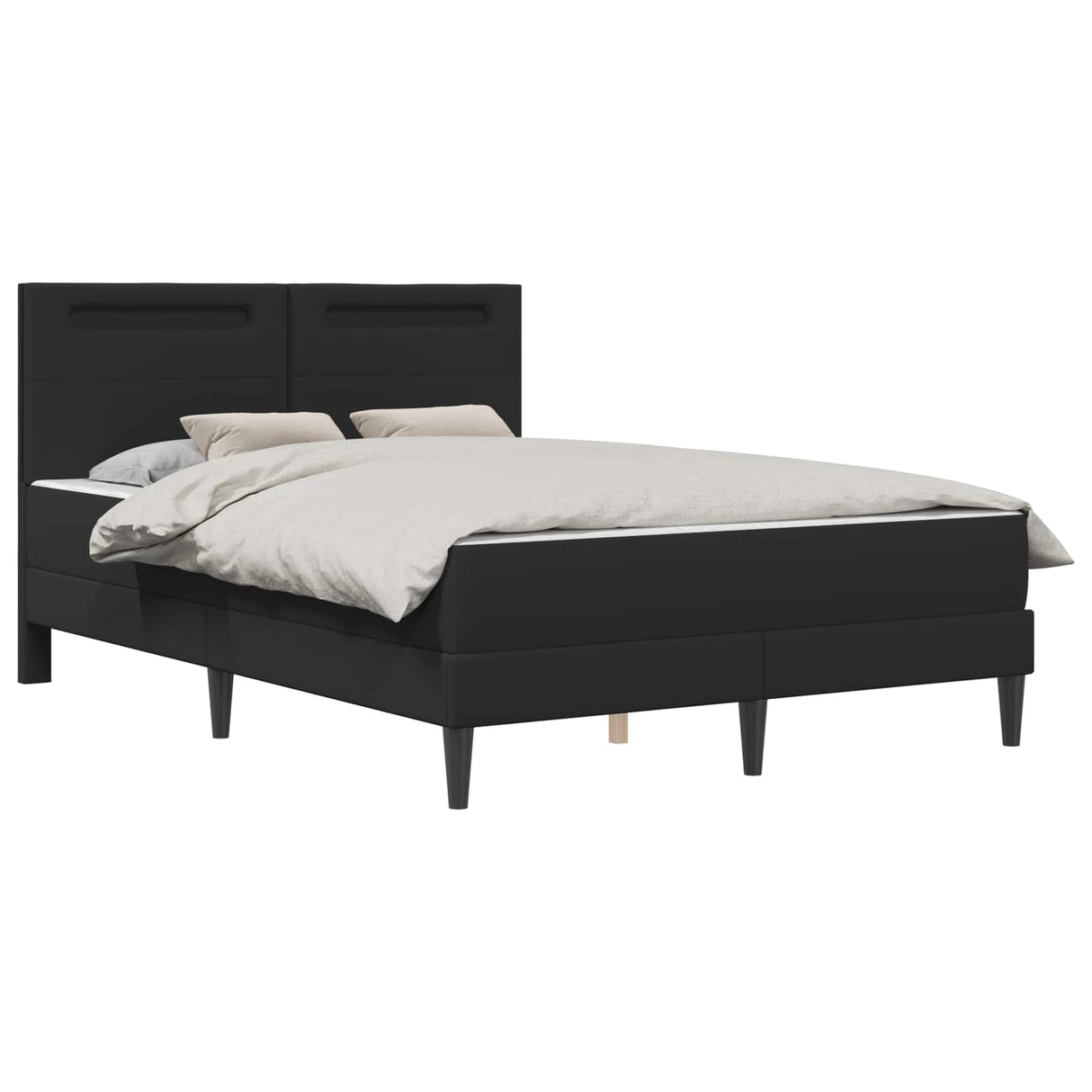 Bed Frame with Mattress Black 137 x 190 cm Faux Leather