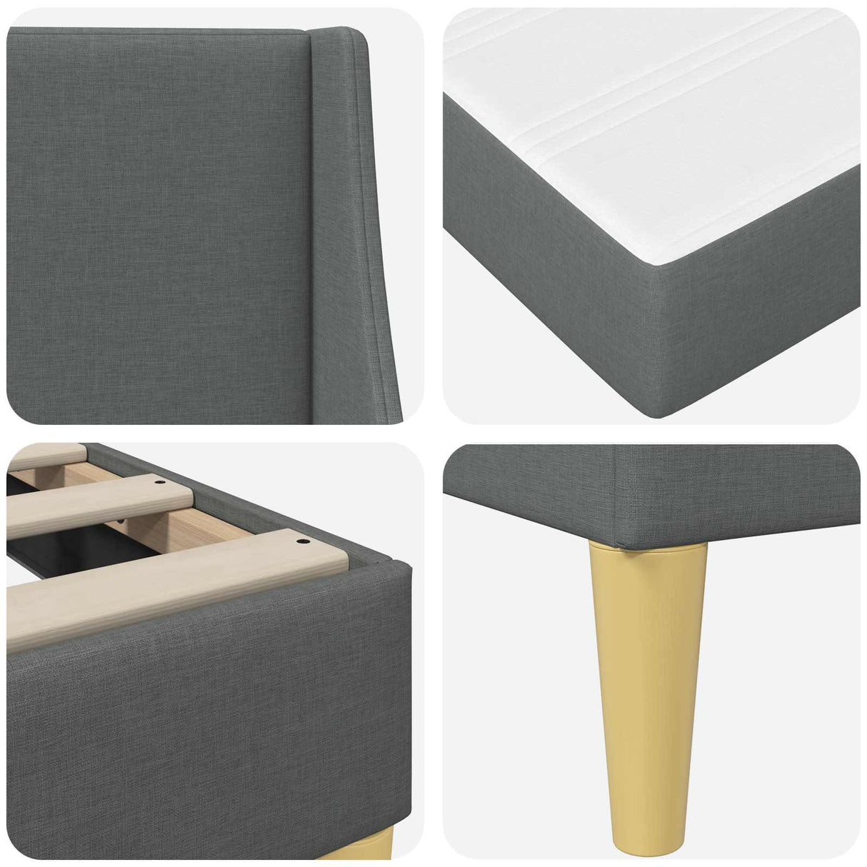 Bed Frame with Mattress Dark Grey 107 x 203 cm Fabric