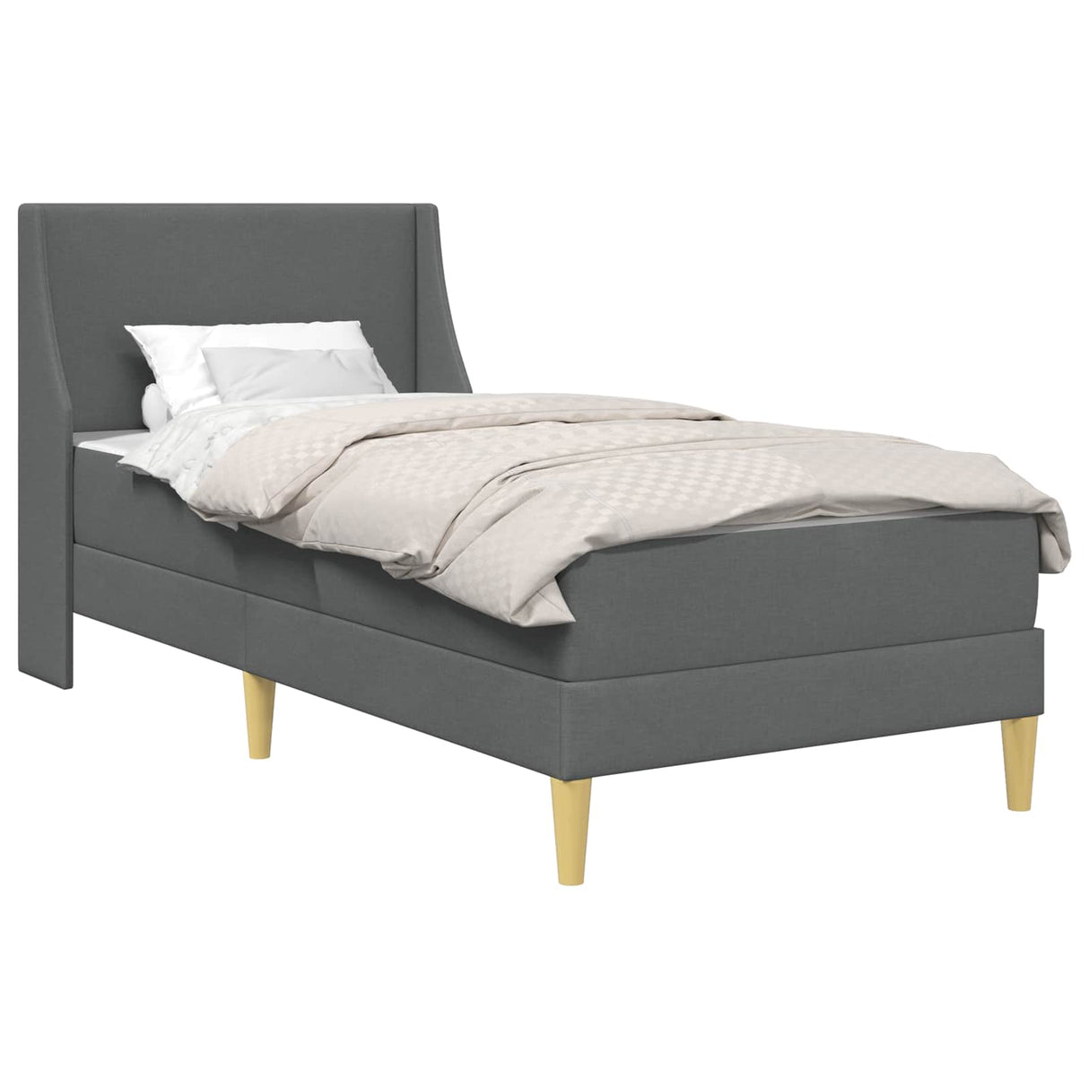 Bed Frame with Mattress Dark Grey 107 x 203 cm Fabric