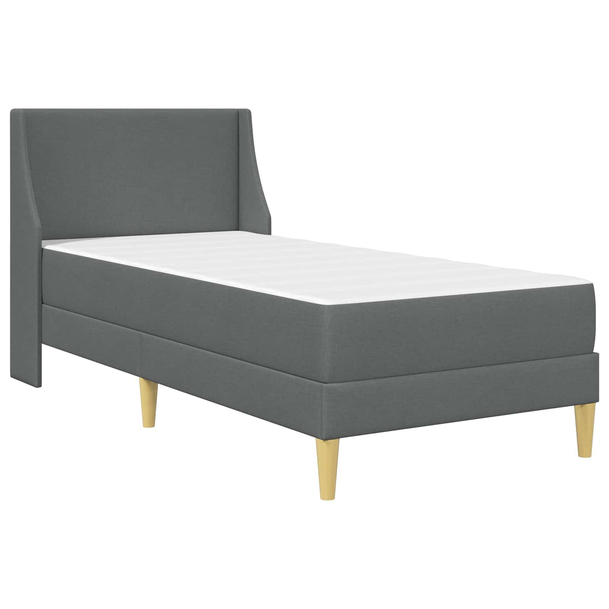 Bed Frame with Mattress Dark Grey 107 x 203 cm Fabric