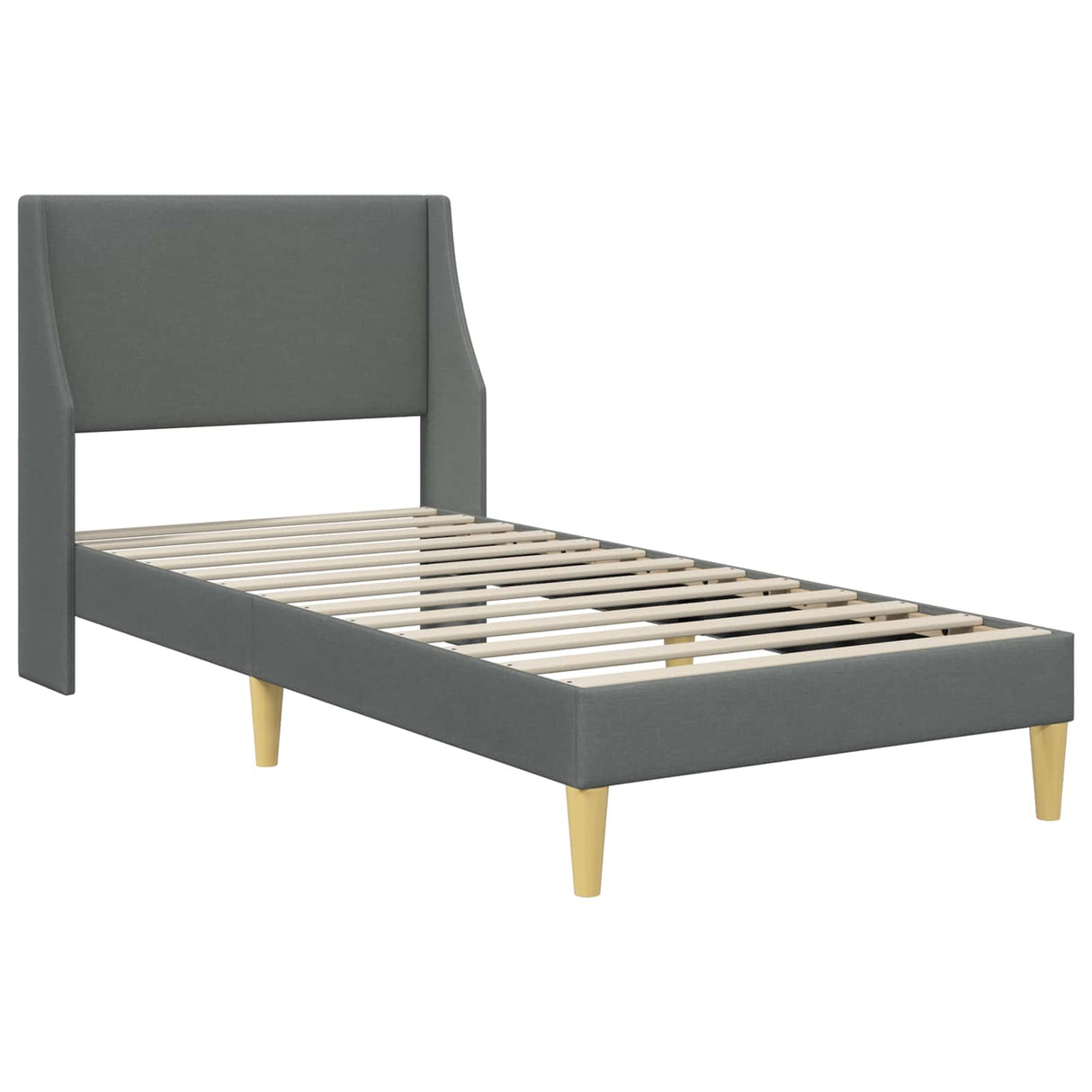 Bed Frame with Mattress Dark Grey 107 x 203 cm Fabric