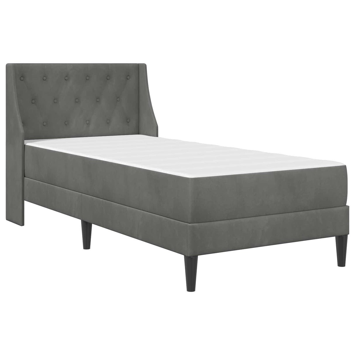 Bed Frame with Mattress Dark Grey 90 x 200 cm Velvet