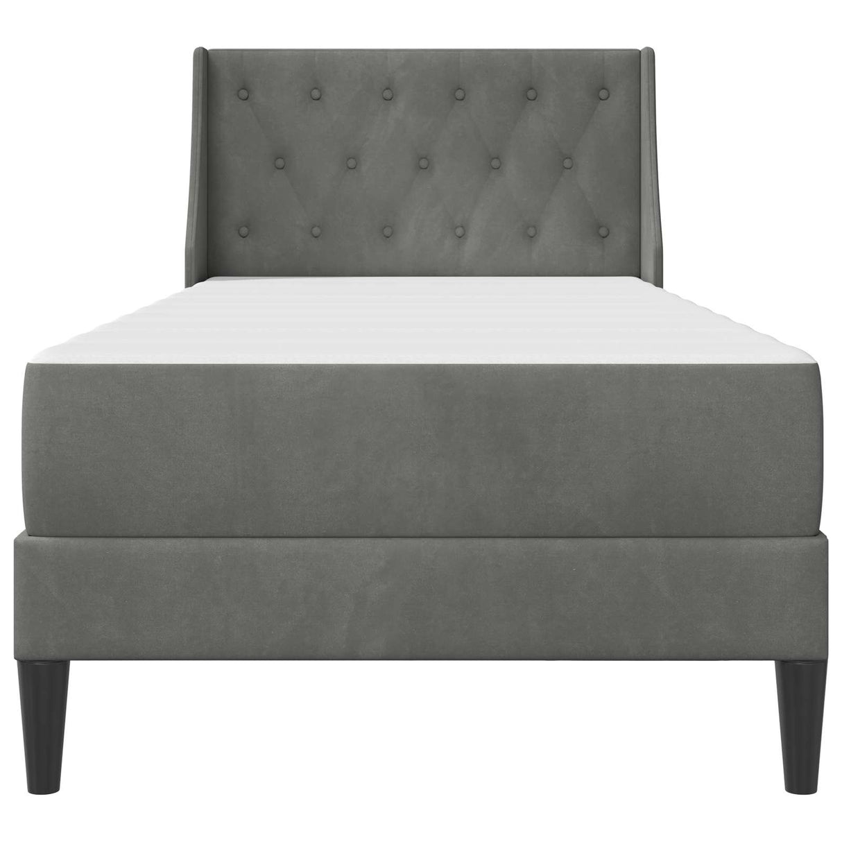 Bed Frame with Mattress Dark Grey 90 x 200 cm Velvet