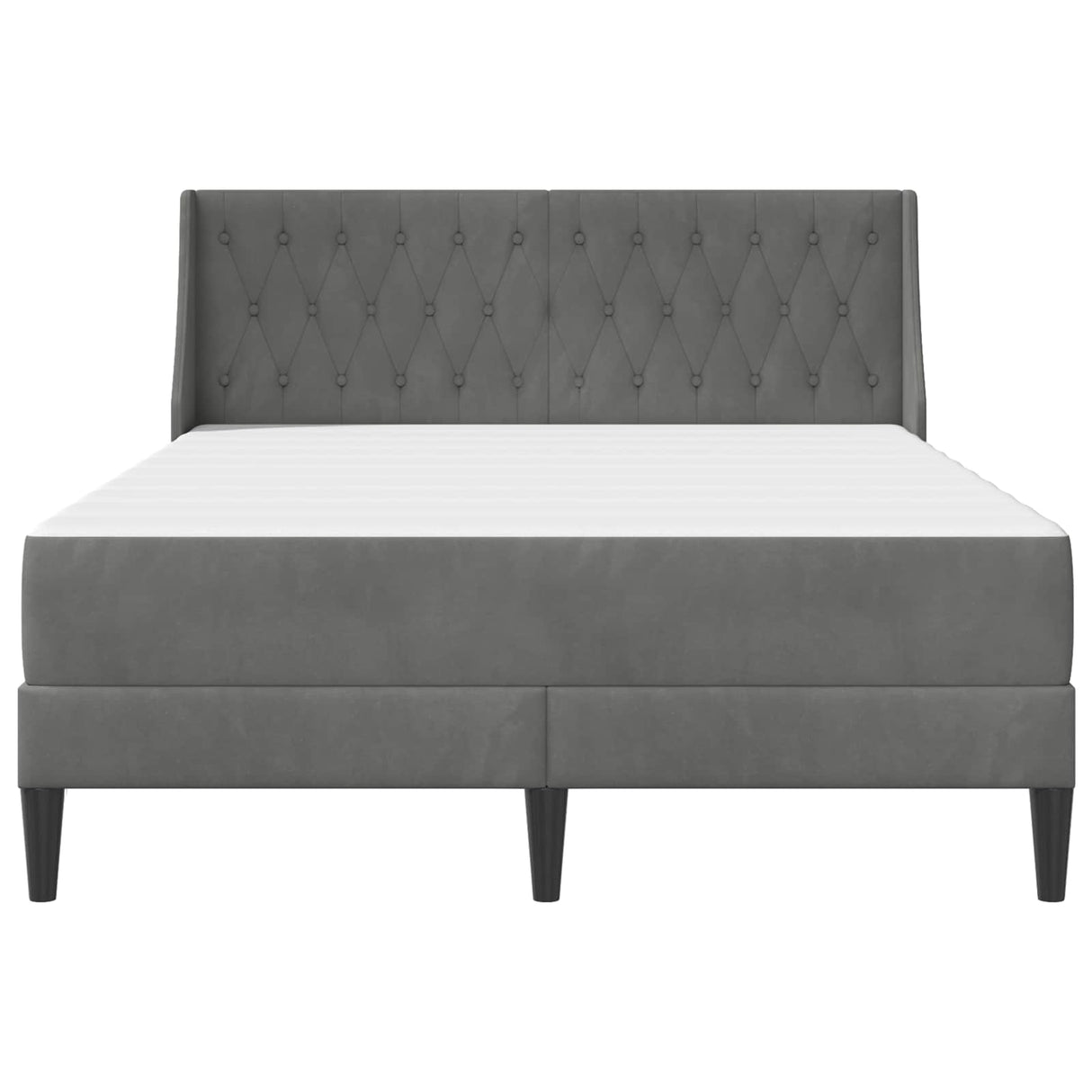 Bed Frame with Mattress Dark Grey 137 x 190 cm Velvet