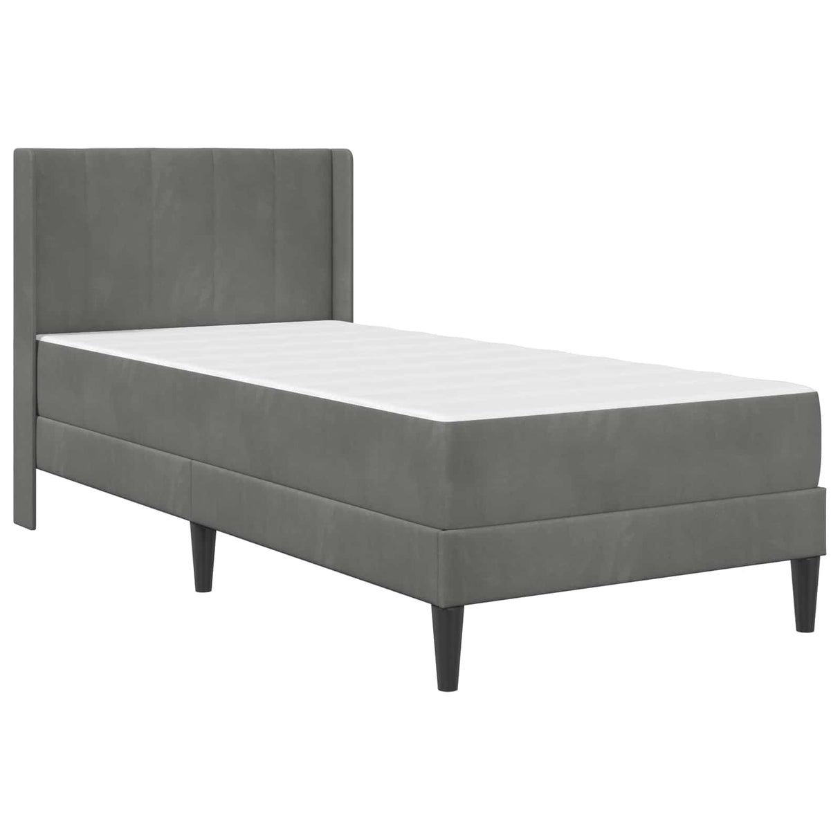 Bed Frame with Mattress Dark Grey 107 x 203 cm Velvet