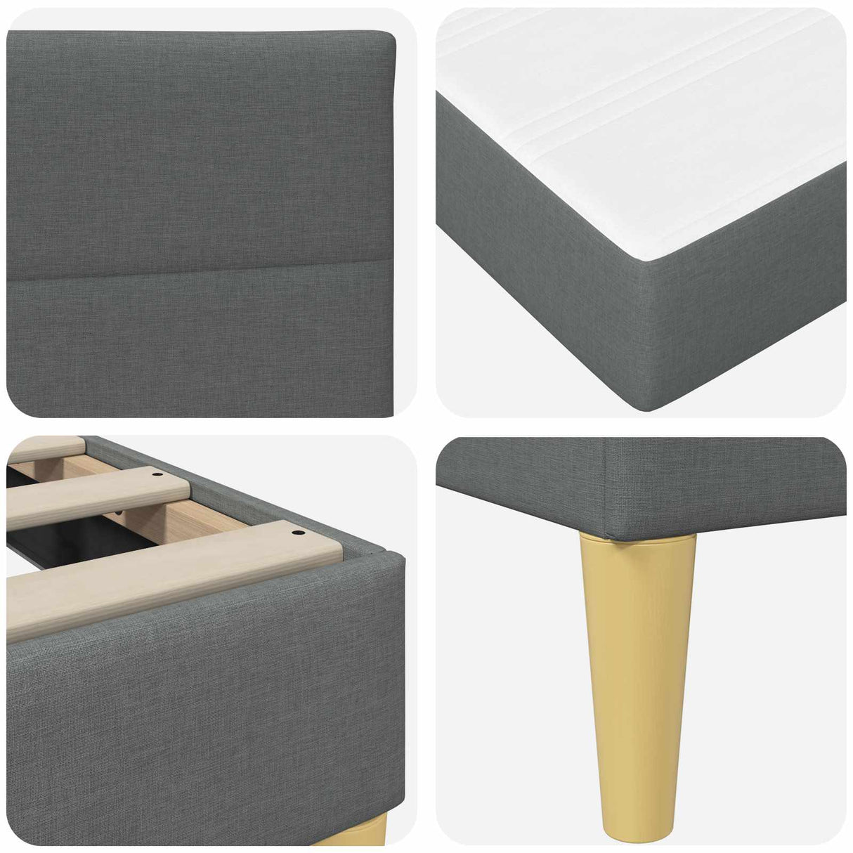 Bed Frame with Mattress Dark Grey 107 x 203 cm Fabric