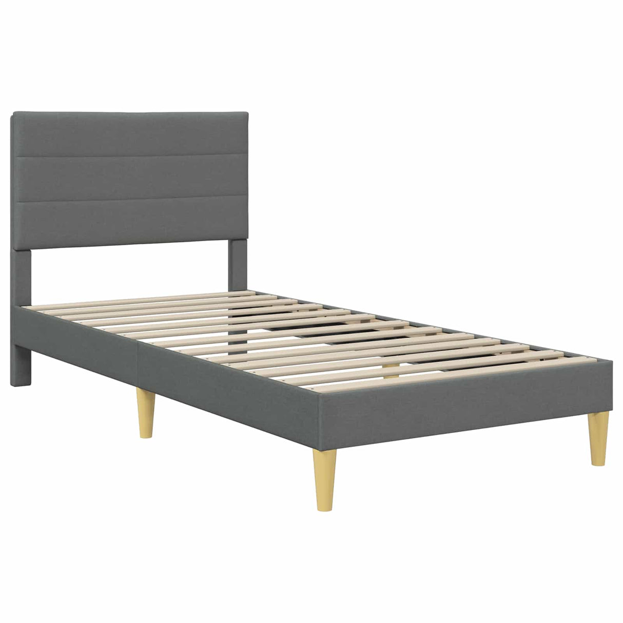 Bed Frame with Mattress 2 pcs Dark Grey 90 x 190 cm Fabric