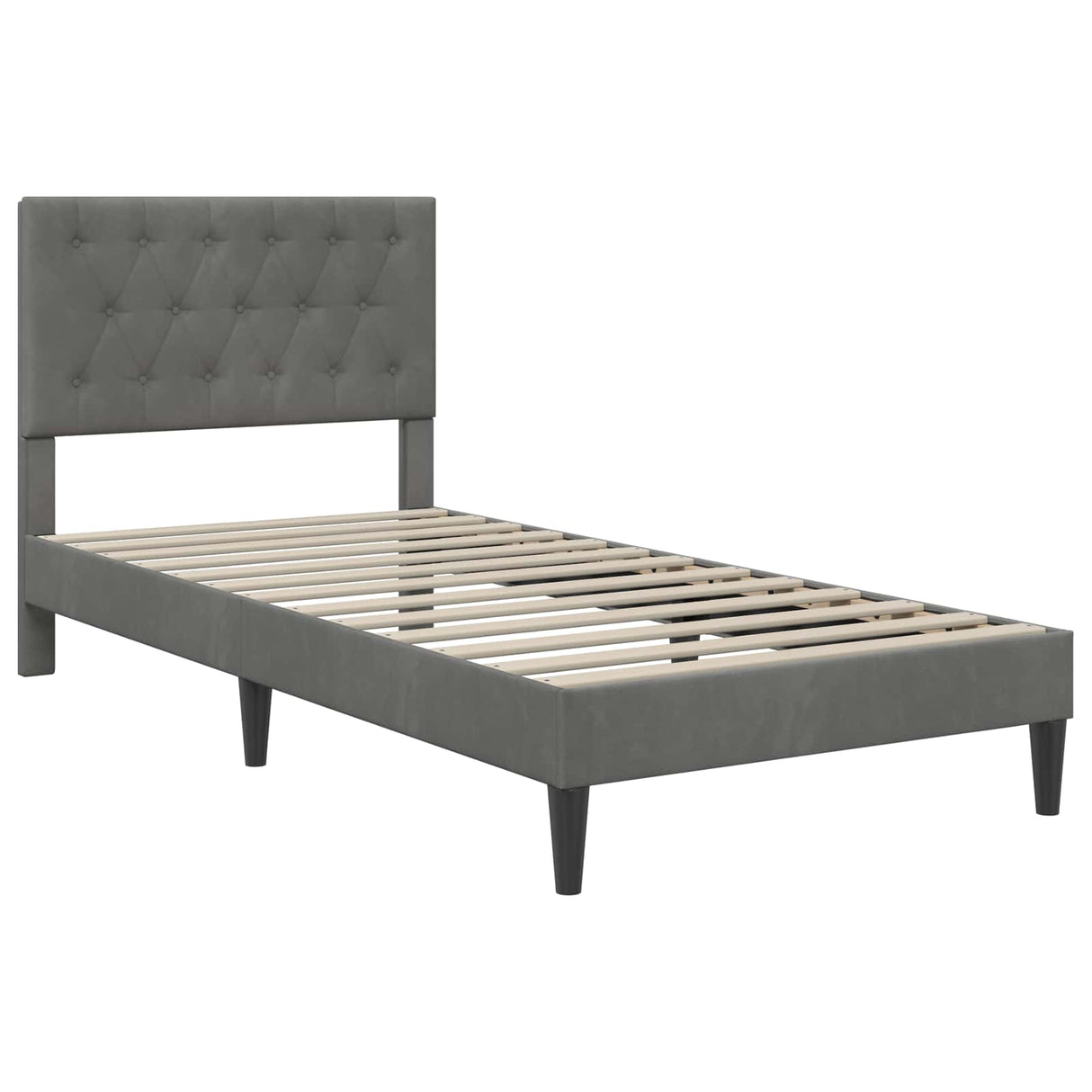 Bed Frame with Mattress Dark Grey 90 x 190 cm Velvet
