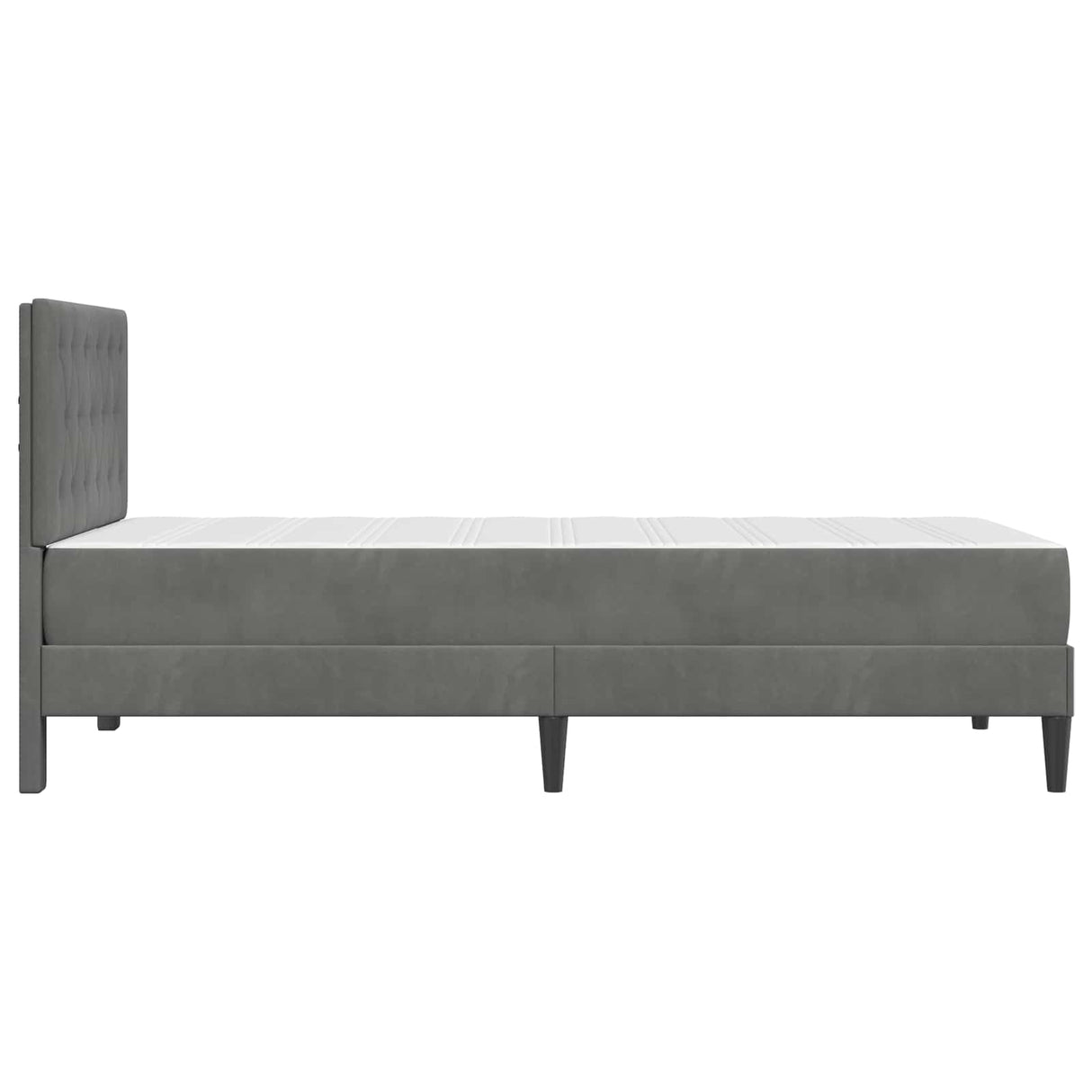 Bed Frame with Mattress Dark Grey 107 x 203 cm Velvet