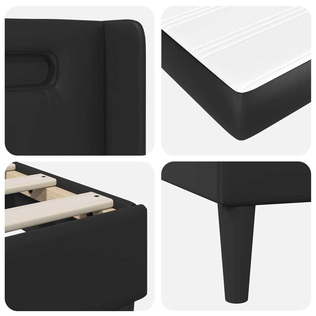 Bed Frame with Mattress Black 107 x 203 cm Faux Leather