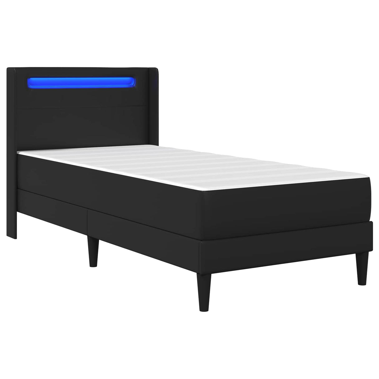 Bed Frame with Mattress Black 107 x 203 cm Faux Leather