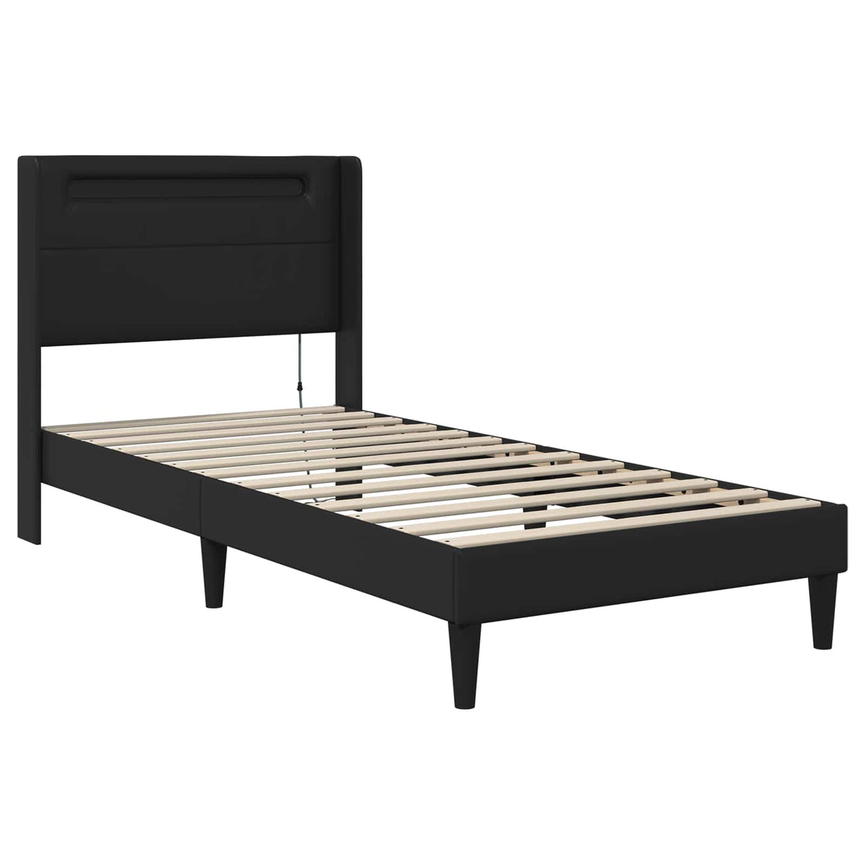 Bed Frame with Mattress Black 107 x 203 cm Faux Leather