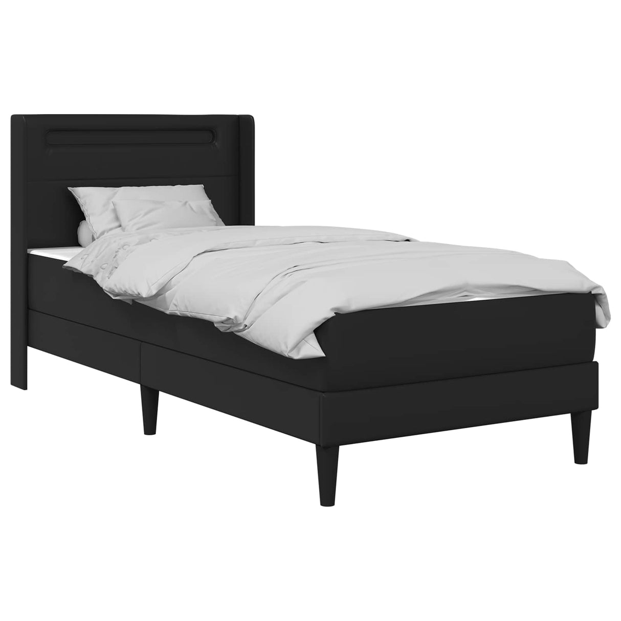 Bed Frame with Mattress Black 107 x 203 cm Faux Leather