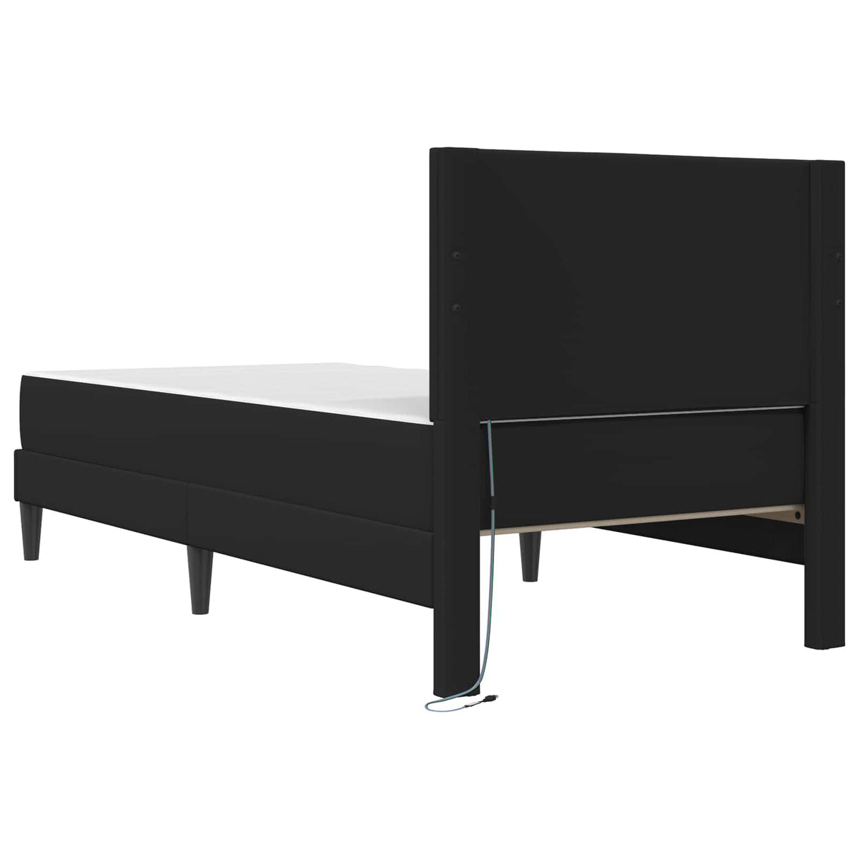 Bed Frame with LED Strip Lights Black Faux Leather