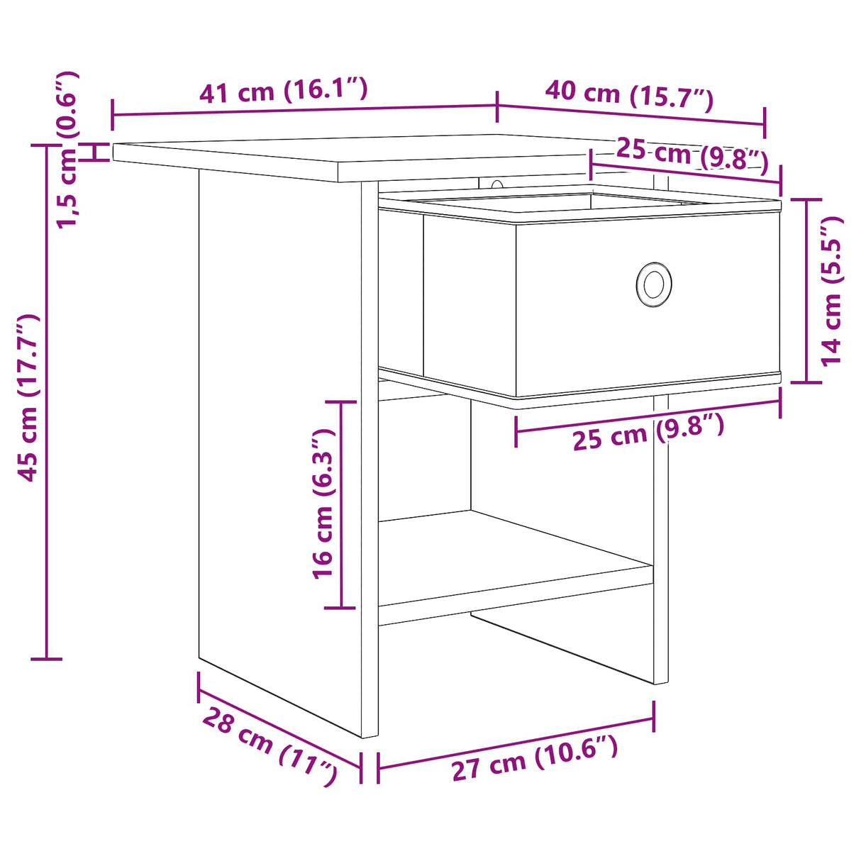 Bedside Table 2 pcs Black Oak 41 x 40 x 45 cm Engineered Wood