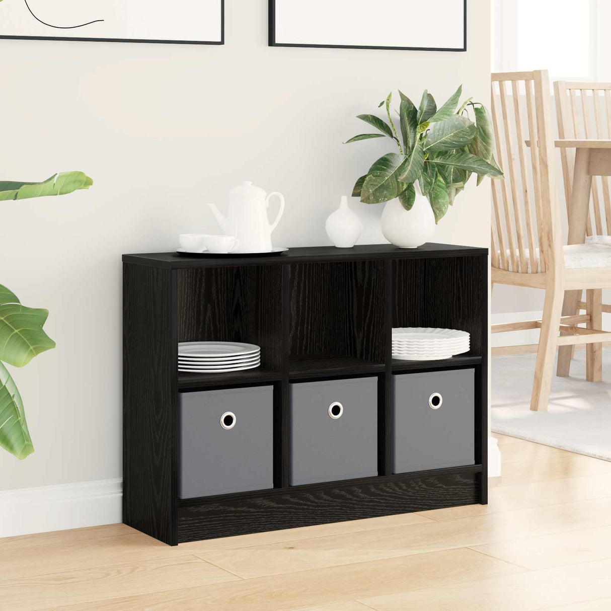 Sideboard with Drawer Black Oak 73.5 x 22.5 x 53.5 cm