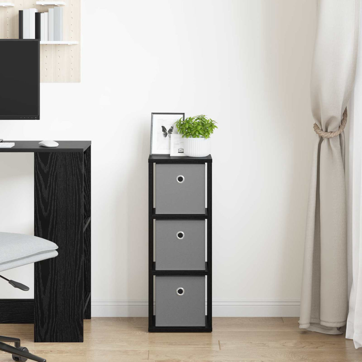 Sideboard with Drawer Black Oak 25.5 x 22 x 69.5 cm