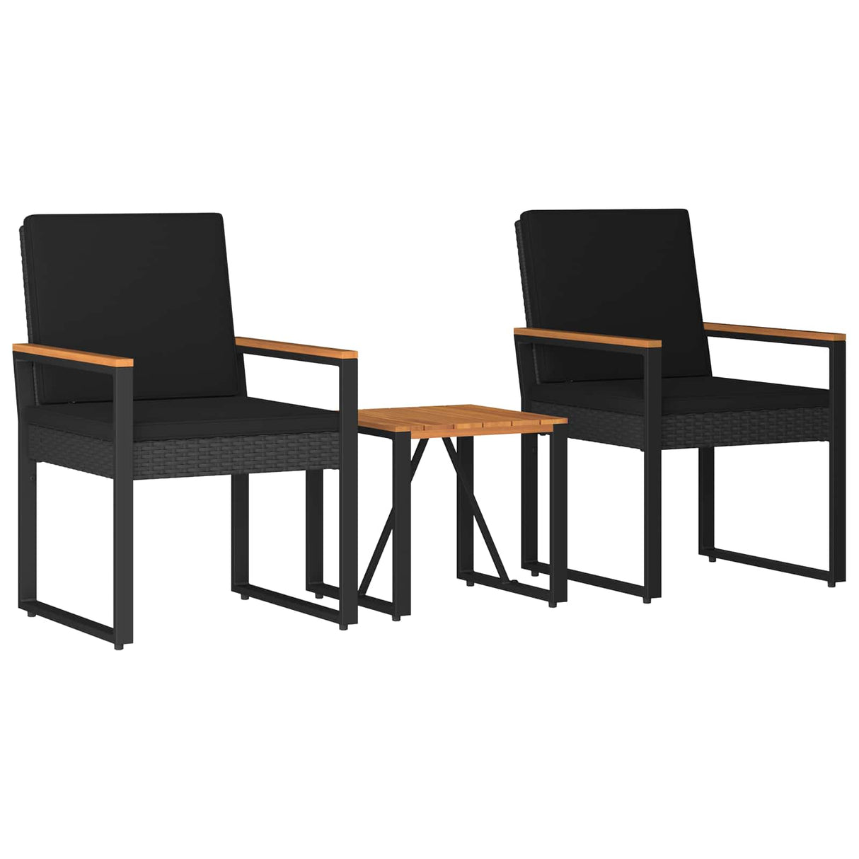 Outdoor Furniture Set with Cushion 3 pcs Black Poly Rattan
