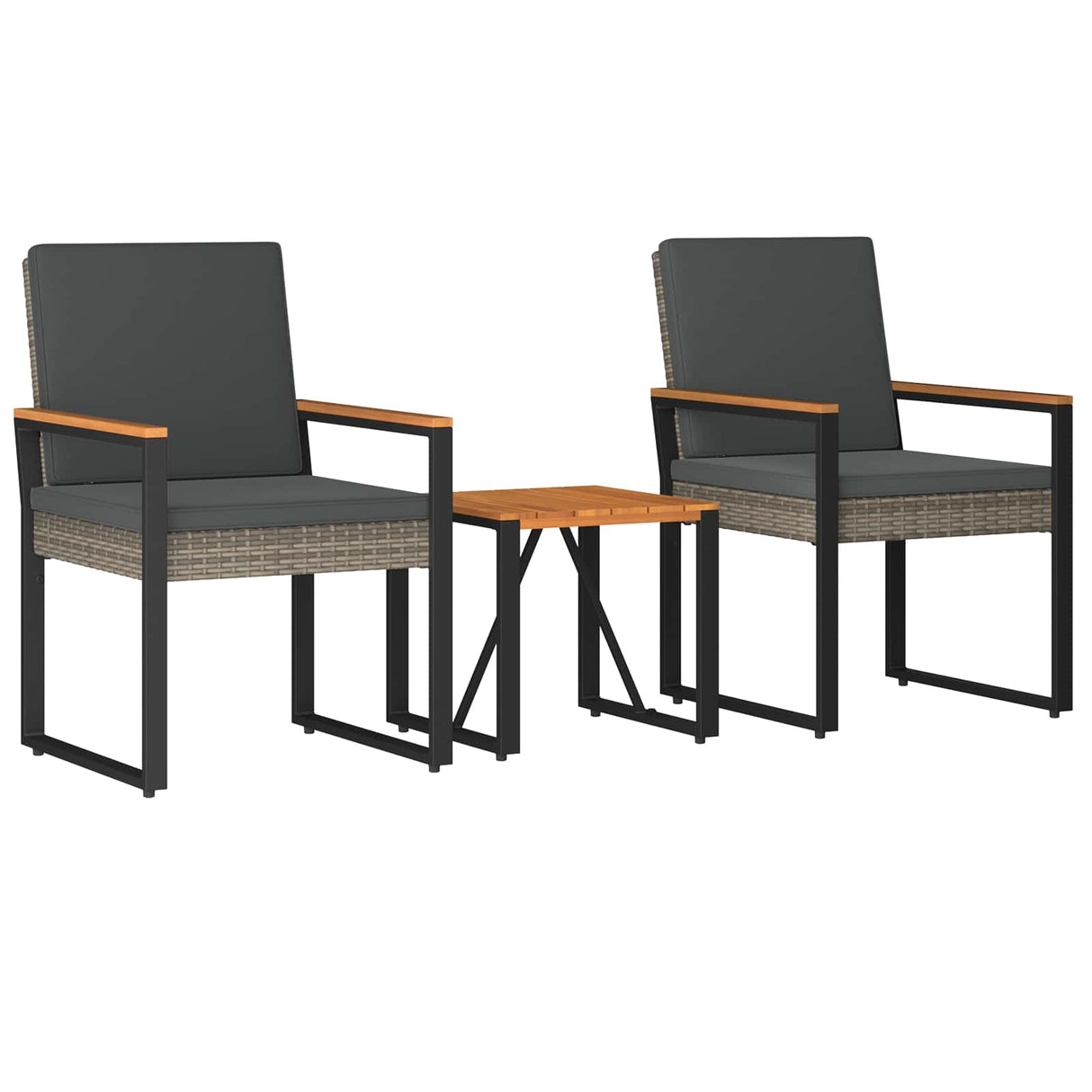 Outdoor Furniture Set 3 pcs Grey and Dark Grey Poly Rattan